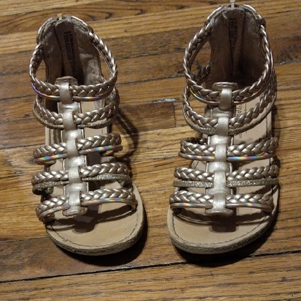 Kids Braided Strap Sandals - Gold